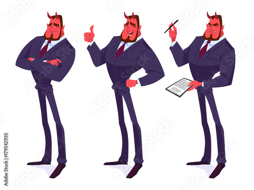 Set of devil businessmen.