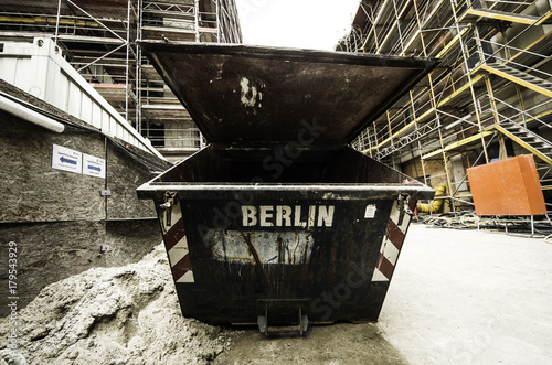 trash container with the word 'Berlin' written on it