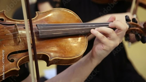 Close-up of musician playing violin, classic music