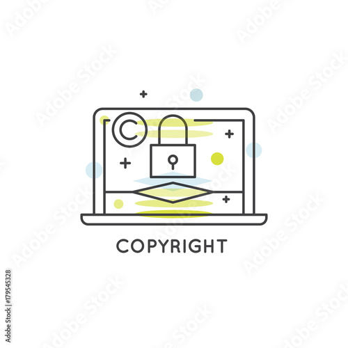 Vector Icon Style Illustration Logo Set of Concepts of Digital Law and Copyright Sign for Web and Mobile, Patent, DMCA and Online Privacy