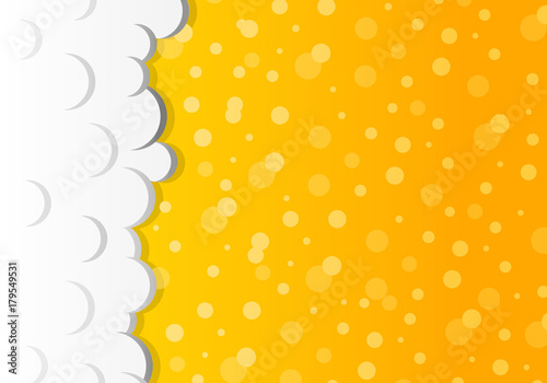 Beer background with foam - frothy drink. Vector.