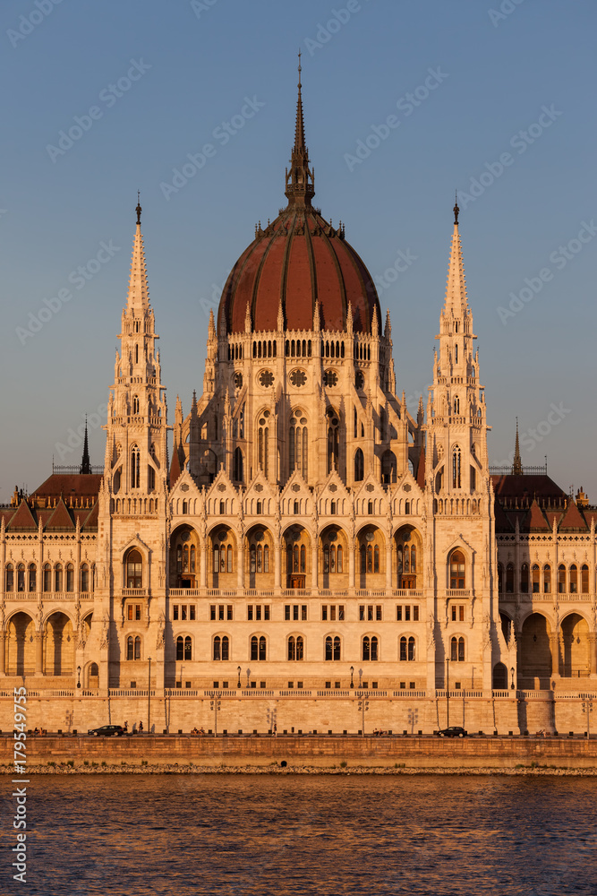 Hungarian Parliament at Sunset in Budapest
