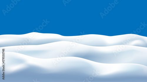 snow drifts isolated on blue background