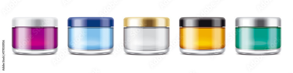 Clear Jar Mockup for Cosmetic Cream or Gel. Transparent Jars Set. Clear Jar Mockup for Cosmetic Cream or Gel. Transparent Jars Set.
