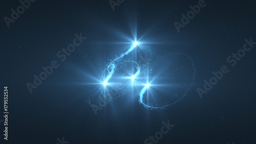lightning blue ball flying. Shining lights in motion with small particles. Ring of electricity, Plasma ring on a dark background.
