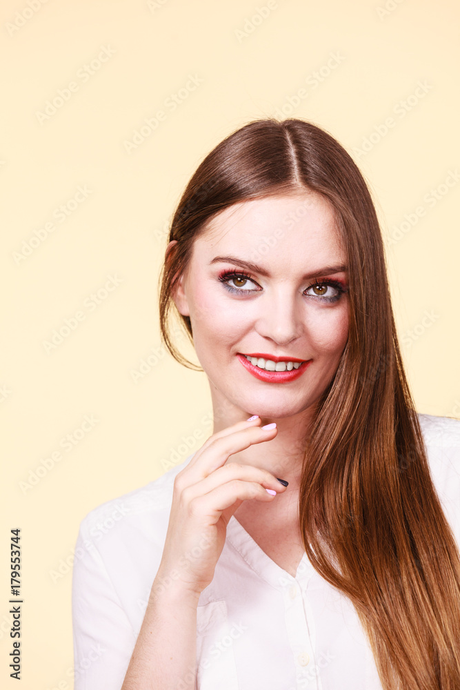 Smiling attractive woman with full makeup Smiling attractive woman with full makeup