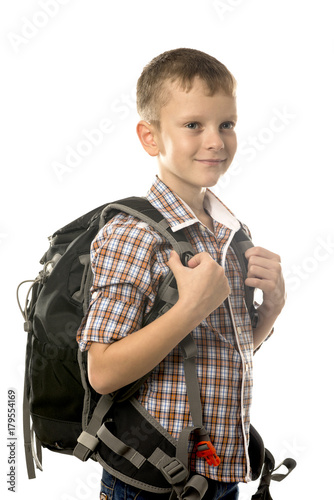 Young traveler man with a backpack.