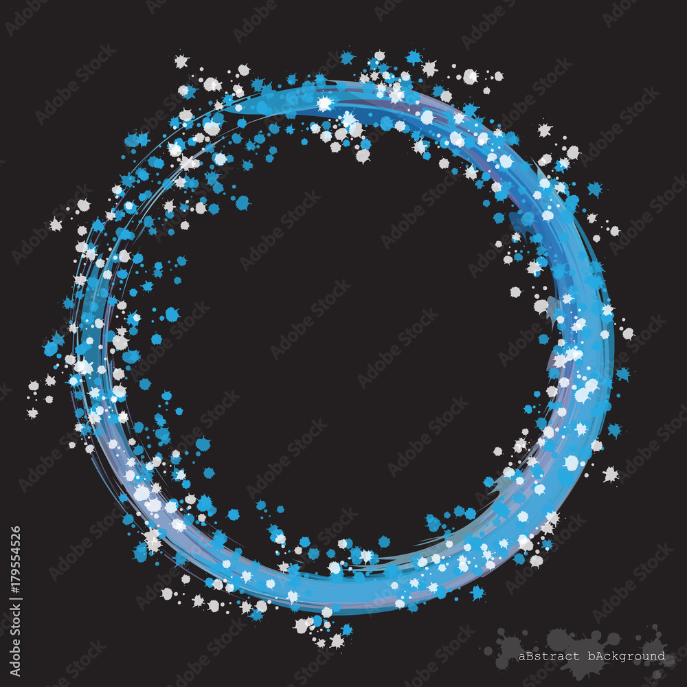 Circle with colorful spots and sprays on a black used to website template or texture background. Abstract art water color vector design. Circle with colorful spots and sprays on a black used to website template or texture background. Abstract art water color vector design.