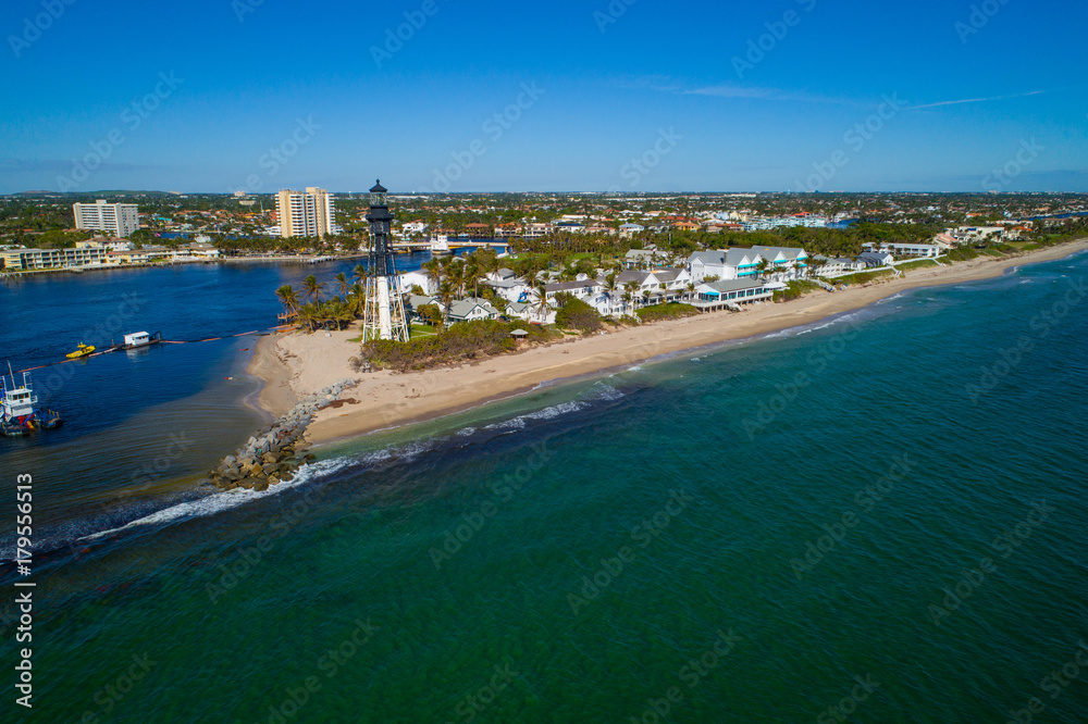 Drone image of the Hillsboro Lighthouse Florida
