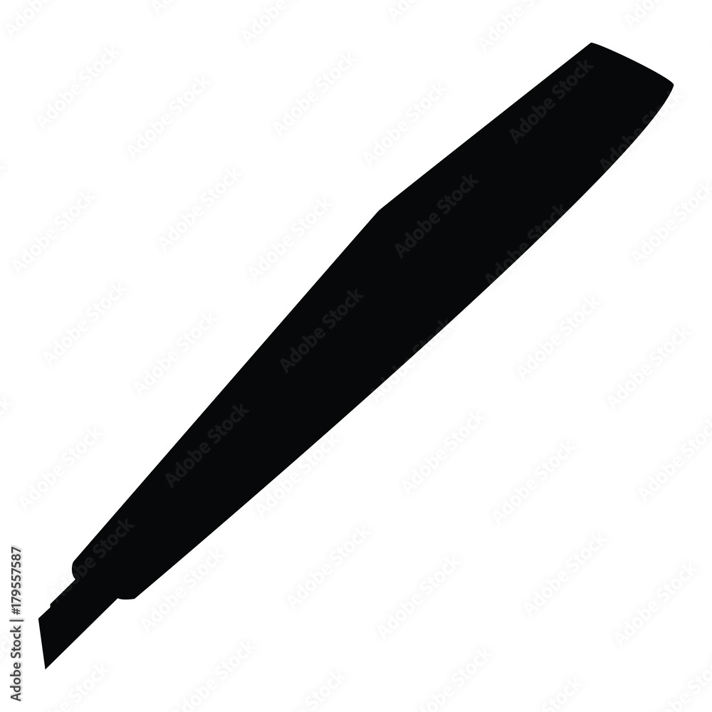 A black and white silhouette of a box cutter A black and white silhouette of a box cutter