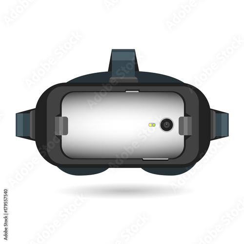 VR Virtual reality glasses headset designed for mobile phone device, AR augmented reality, MR mixed reality. Vector illustration colorful isolated on white background