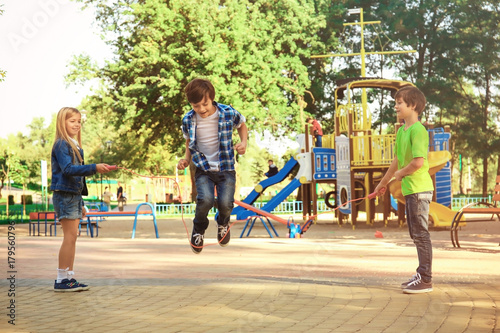 Cute little children jumpin...