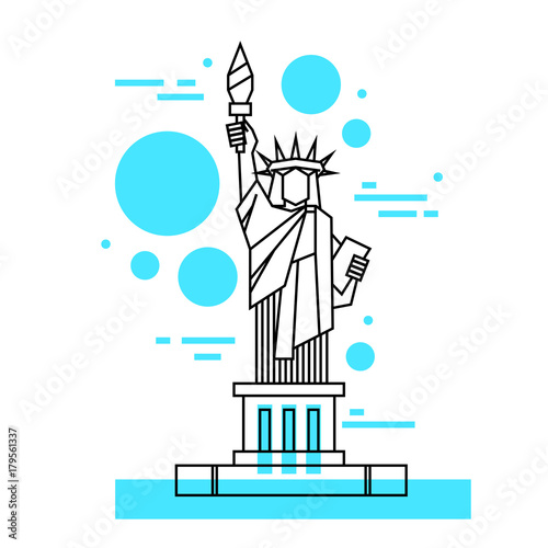 Wonder of the world flat line design icon