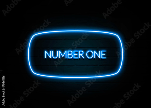 Number One - colorful Neon Sign on brickwall