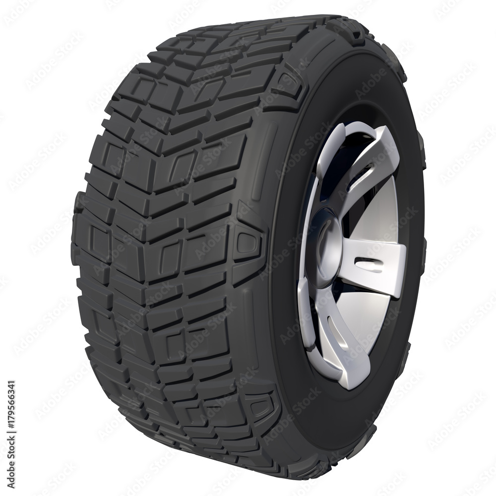 Naklejka premium Automotive off road wheel isolated on white. 3D render