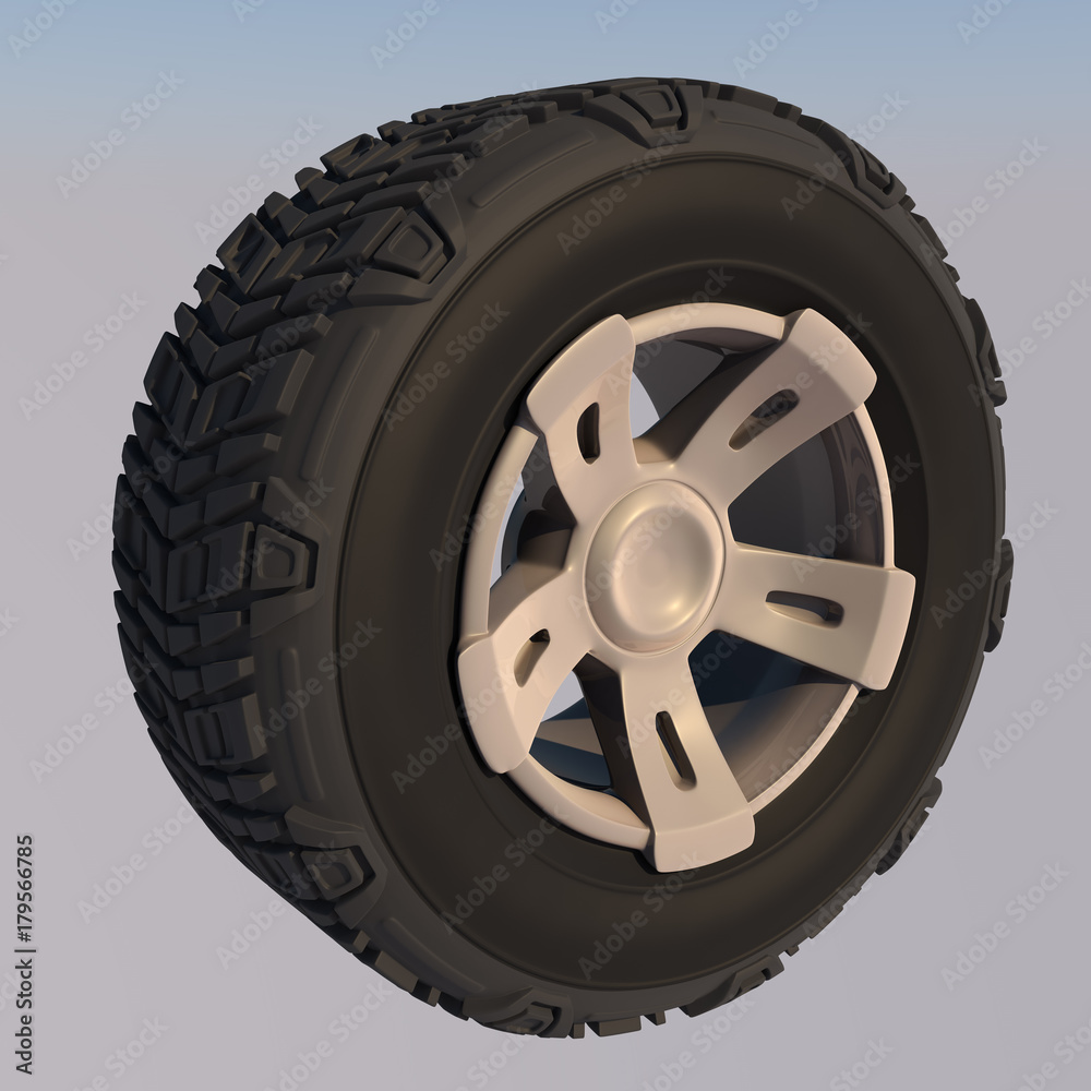 Obraz premium Automotive off road wheel. 3D render