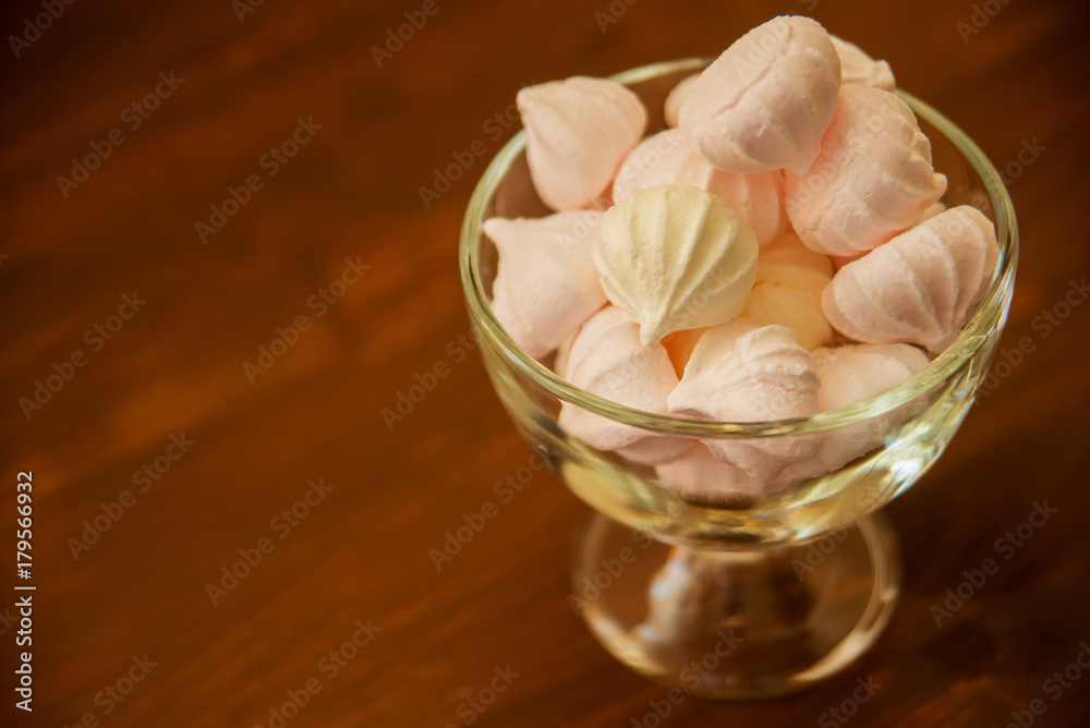 Egg white meringue in a glass vase Egg white meringue in a glass vase