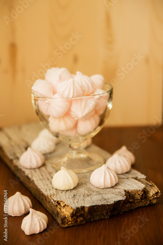 Egg white meringue in a glass vase