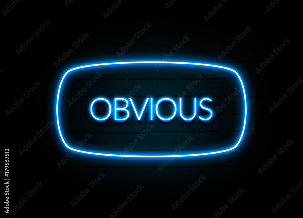 Obvious - colorful Neon Sign on brickwall Obvious - colorful Neon Sign on brickwall