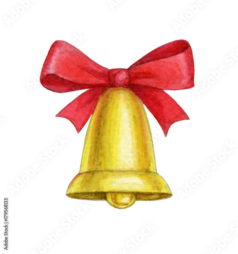 Watercolor christmas bell