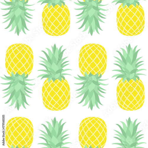 Vector illustration seamless pattern of pineapple. Background with tropical fruit