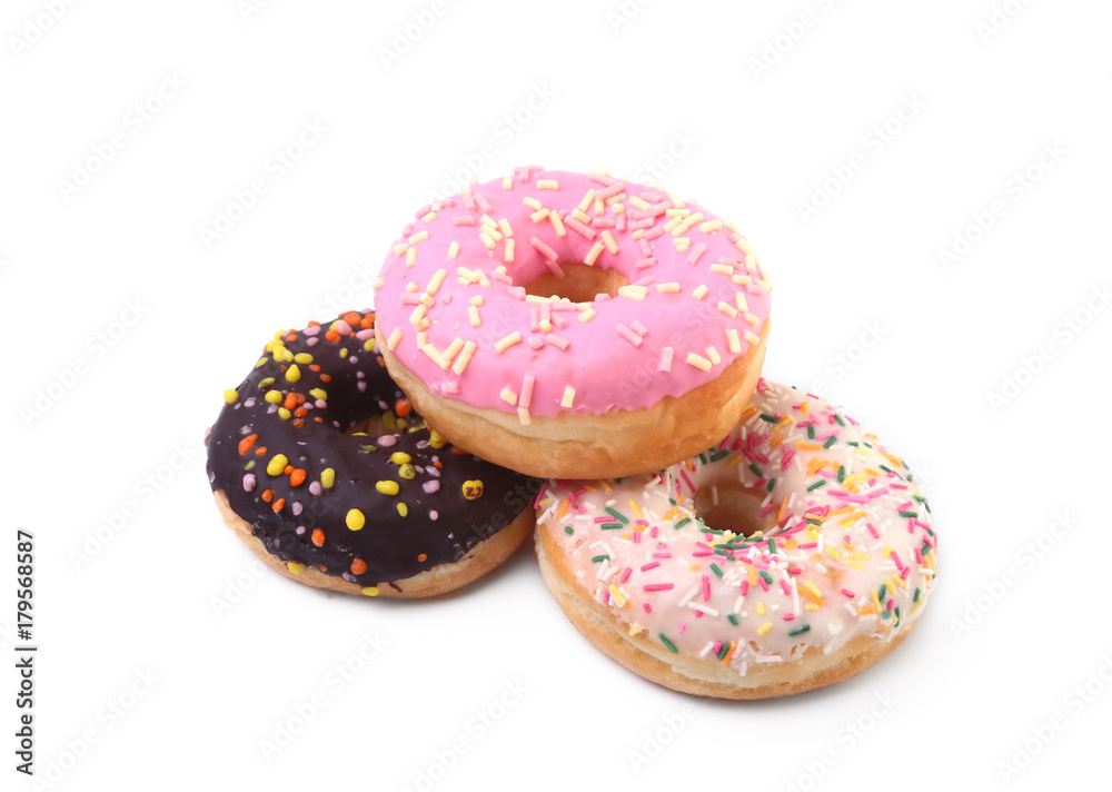 Homemade Traditional polish sweets doughnuts isolated on white background. Homemade Traditional polish sweets doughnuts isolated on white background.