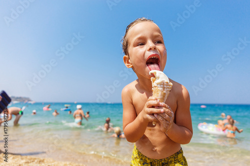 Boy eating ice cream