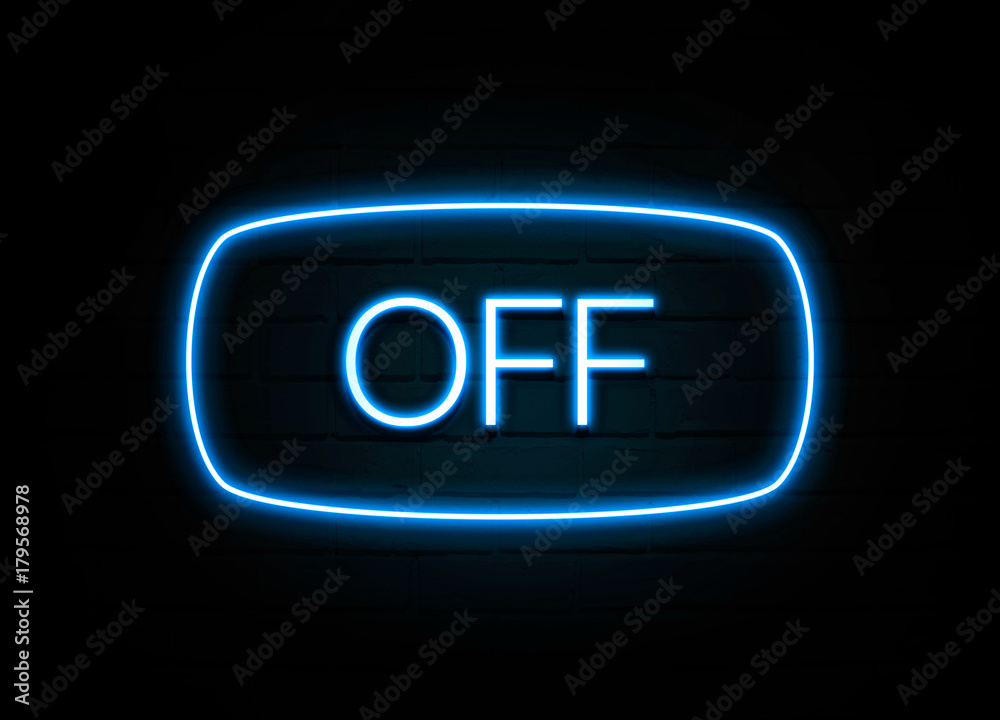 Off - colorful Neon Sign on brickwall Off - colorful Neon Sign on brickwall