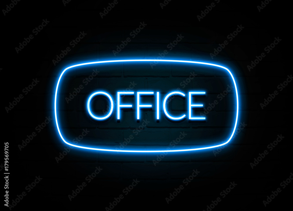 Office - colorful Neon Sign on brickwall Office - colorful Neon Sign on brickwall