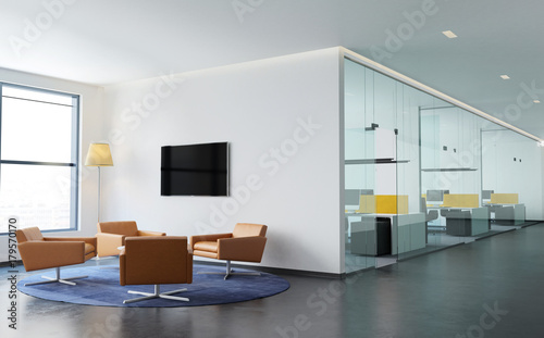 Contemporary modern offices interior with lounge  photo