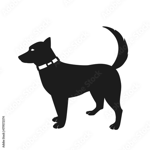 Dog. Silhouette on a white background. Vector element for New Year s design.