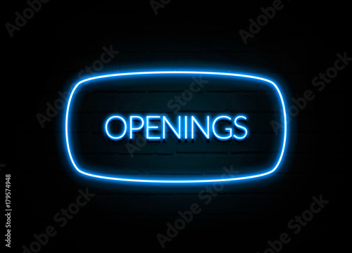 Openings - colorful Neon Sign on brickwall