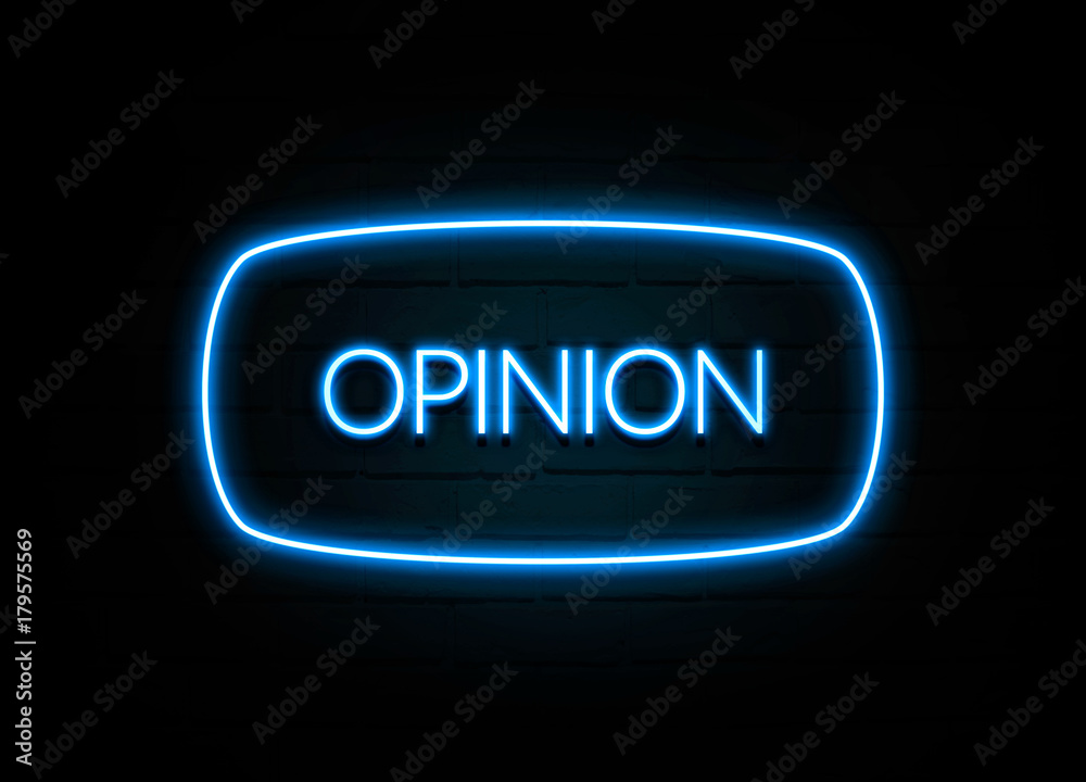 Opinion - colorful Neon Sign on brickwall Opinion - colorful Neon Sign on brickwall