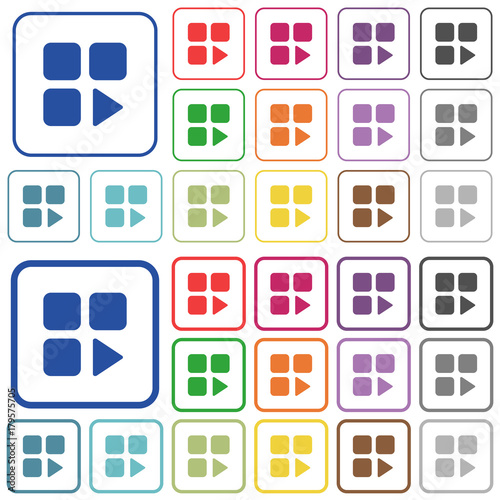 Component play outlined flat color icons