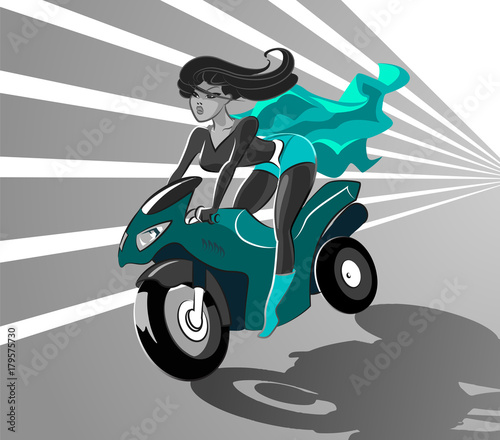Super woman on motorcycle