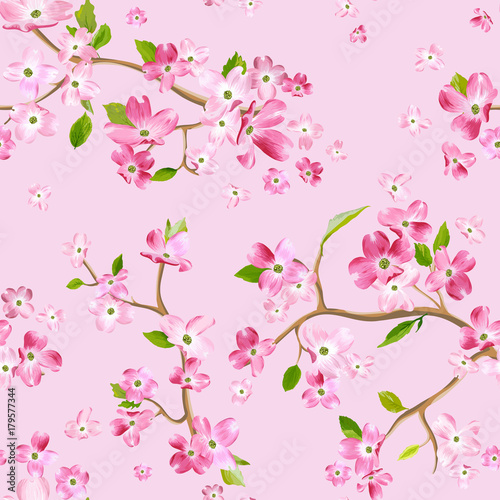 Blooming Spring Flowers Pattern Background. Seamless Fashion Print in vector © wooster