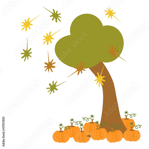 A tree with Pumpkins
