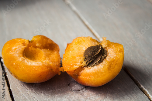 halves of ripe apricot photo