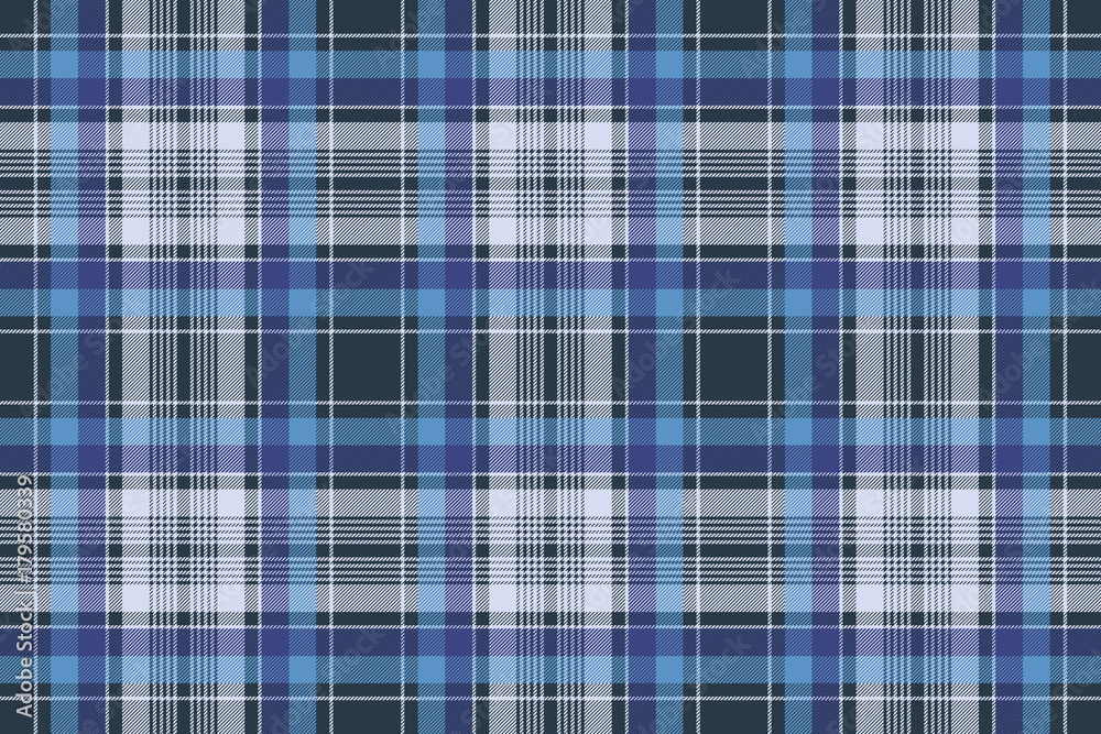 Blue check fabric texture diagonal seamless pattern