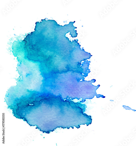 Colorful abstract watercolor texture stain with splashes and spatters. Modern creative watercolor background for trendy design.