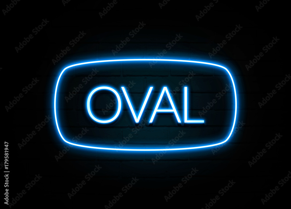 Oval - colorful Neon Sign on brickwall Oval - colorful Neon Sign on brickwall