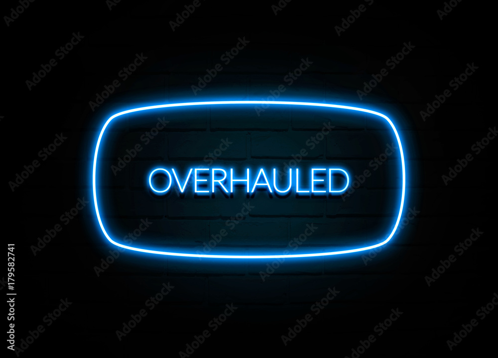 Overhauled - colorful Neon Sign on brickwall Overhauled - colorful Neon Sign on brickwall
