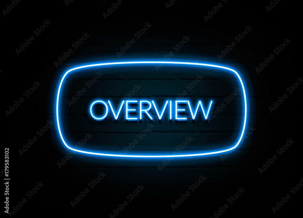 Overview - colorful Neon Sign on brickwall Overview - colorful Neon Sign on brickwall