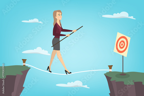 Businesswoman tightrope walker.