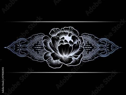 Silver indian line art border