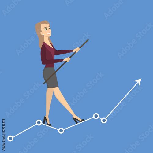 Businesswoman tightrope walker.