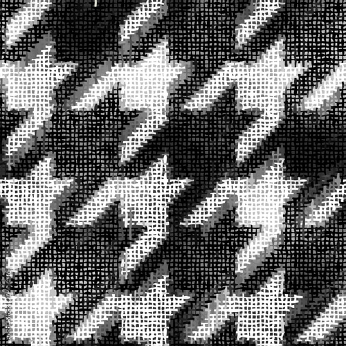 Seamless background pattern. Imitation of a texture of rough canvas painted with Hounds-tooth pattern.