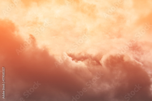 View of dramatic red sunset clouds (toned)
