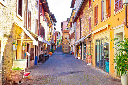 Lago di Garda town of Sirmione colorful street view photo