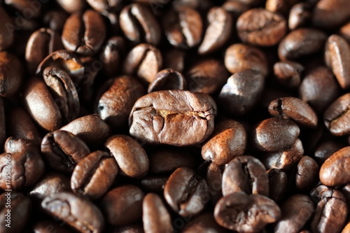 Espresso beans. Close up shot. Macro.